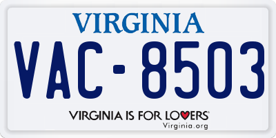 VA license plate VAC8503