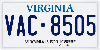 VA license plate VAC8505
