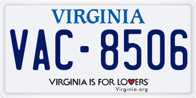 VA license plate VAC8506