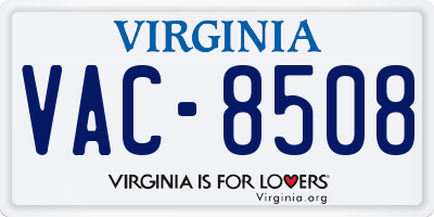 VA license plate VAC8508