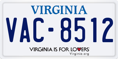 VA license plate VAC8512