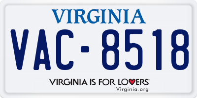 VA license plate VAC8518