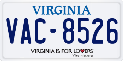 VA license plate VAC8526