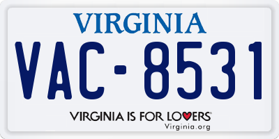 VA license plate VAC8531