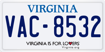 VA license plate VAC8532