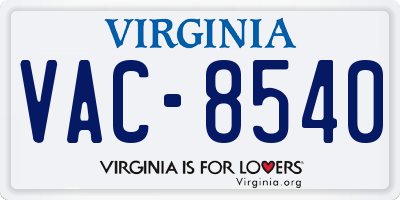 VA license plate VAC8540