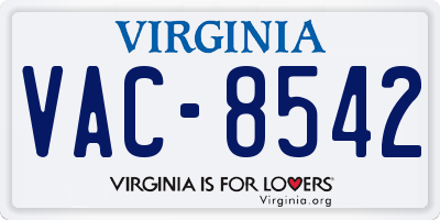 VA license plate VAC8542