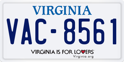 VA license plate VAC8561
