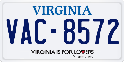 VA license plate VAC8572