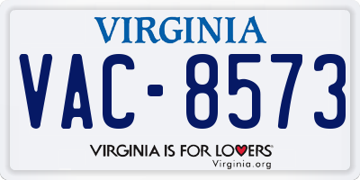 VA license plate VAC8573