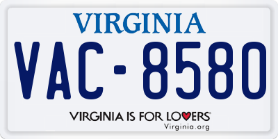 VA license plate VAC8580