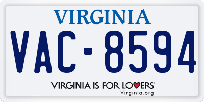 VA license plate VAC8594