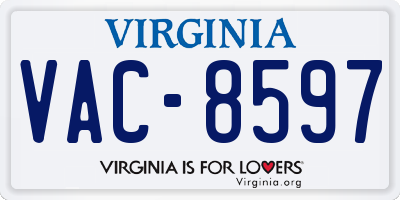 VA license plate VAC8597