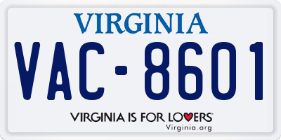 VA license plate VAC8601