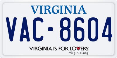 VA license plate VAC8604