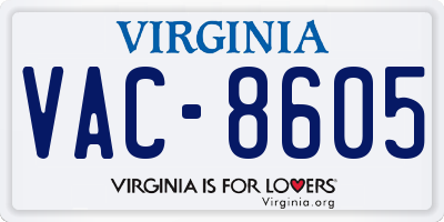 VA license plate VAC8605