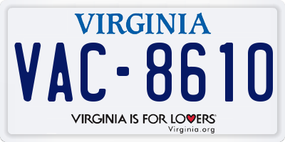 VA license plate VAC8610