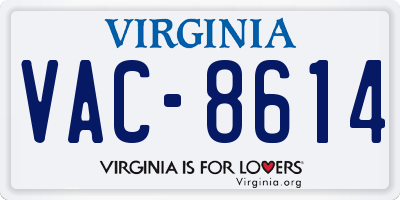 VA license plate VAC8614