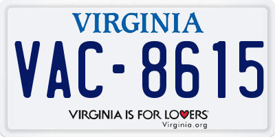 VA license plate VAC8615