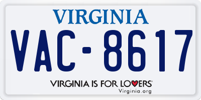 VA license plate VAC8617