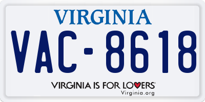 VA license plate VAC8618