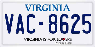 VA license plate VAC8625