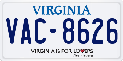 VA license plate VAC8626