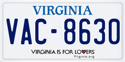 VA license plate VAC8630