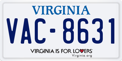 VA license plate VAC8631