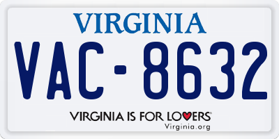 VA license plate VAC8632