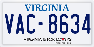 VA license plate VAC8634