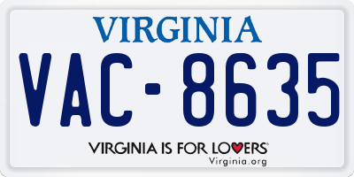 VA license plate VAC8635