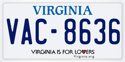 VA license plate VAC8636