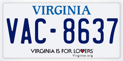 VA license plate VAC8637