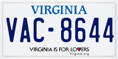 VA license plate VAC8644