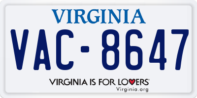 VA license plate VAC8647