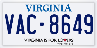 VA license plate VAC8649