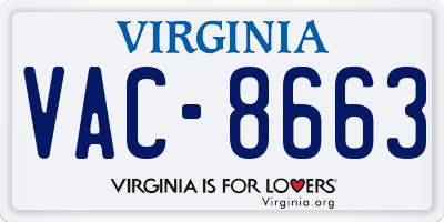 VA license plate VAC8663