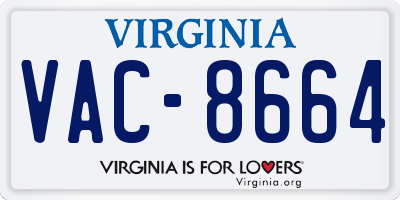 VA license plate VAC8664