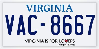 VA license plate VAC8667