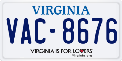 VA license plate VAC8676