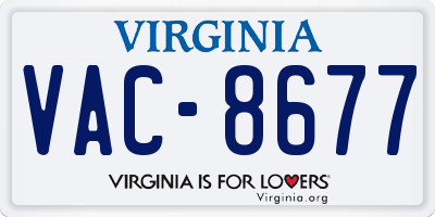 VA license plate VAC8677