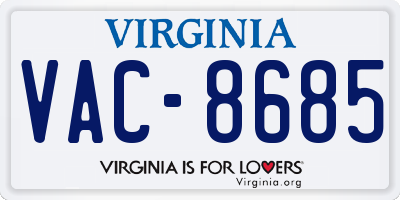 VA license plate VAC8685