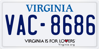 VA license plate VAC8686