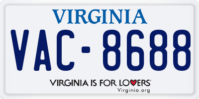 VA license plate VAC8688