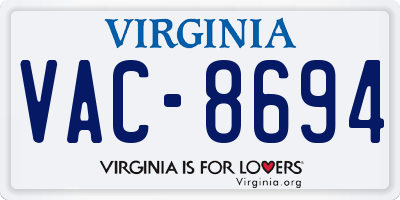 VA license plate VAC8694