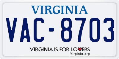 VA license plate VAC8703
