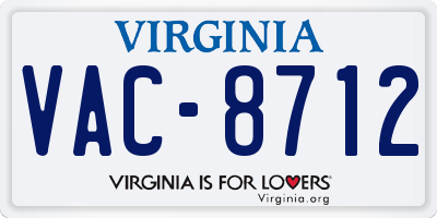 VA license plate VAC8712