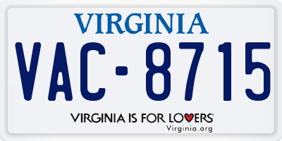 VA license plate VAC8715