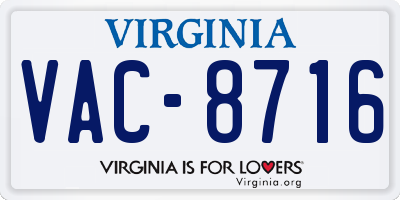 VA license plate VAC8716